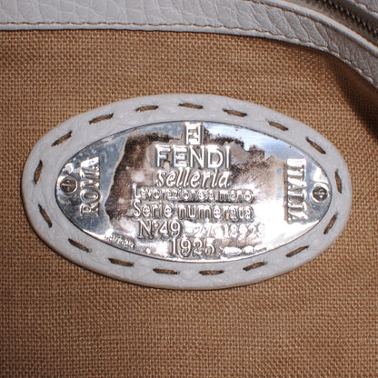 Fendi Calfskin Romano Selleria Borghese Tote White 7 of 9