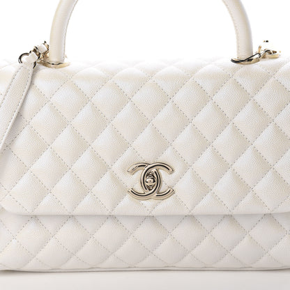 Chanel Iridescent Caviar Quilted Small Coco Handle Flap White 7 of 10