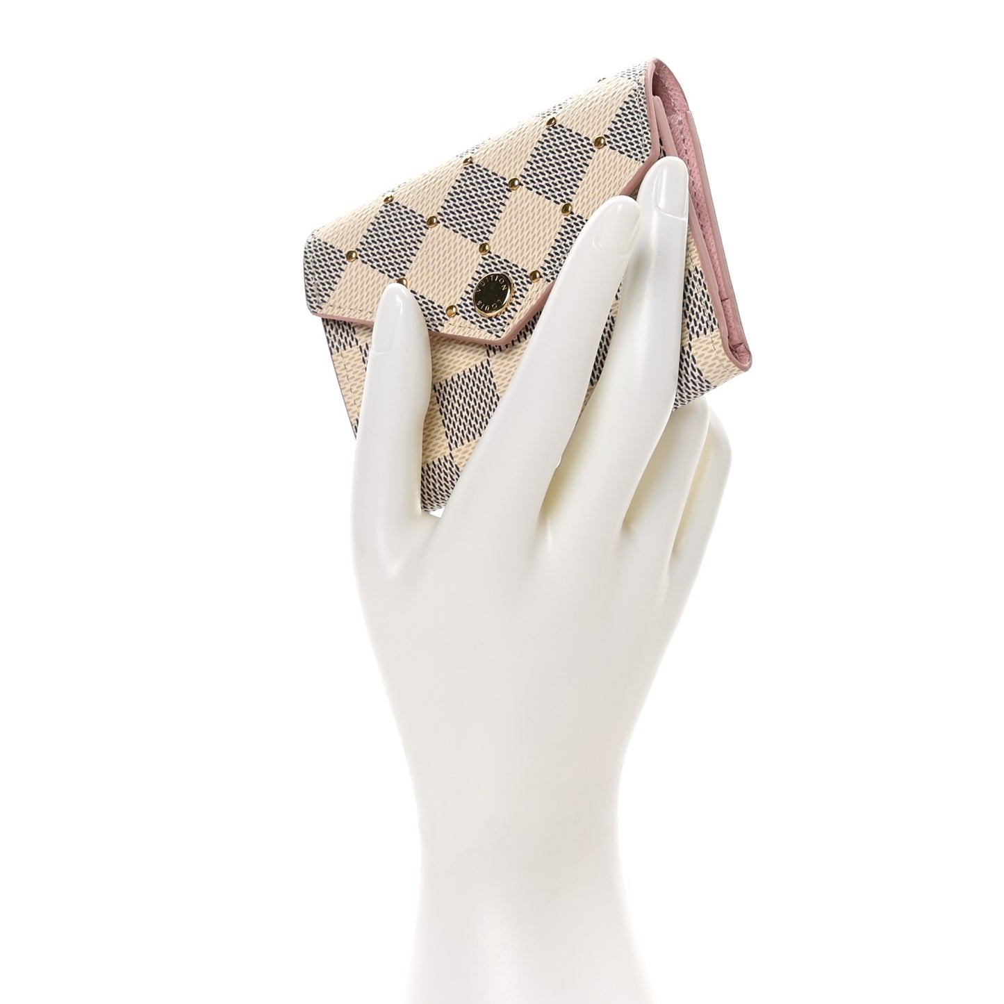 Damier Azur Studded Zoe Wallet Rose Ballerine