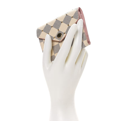 Louis Vuitton Damier Azur Studded Zoe Wallet Rose Ballerine 2 of 8