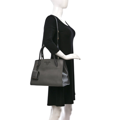 Prada Saffiano Cuir Calfskin Medium Monochrome Top Handle Tote Ardesia 2 of 8