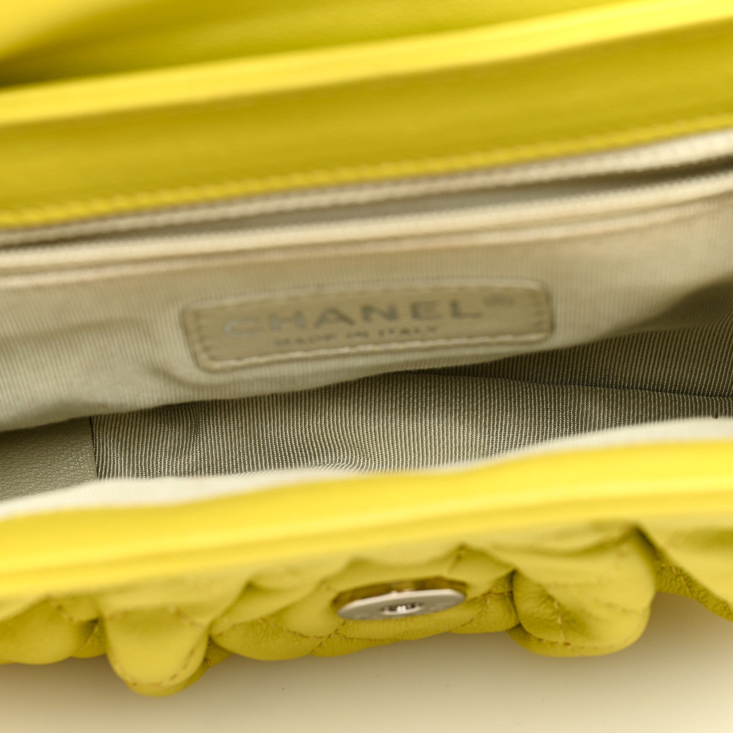 Chanel Washed Lambskin Quilted Mini Chain Around Flap Yellow 5 of 10