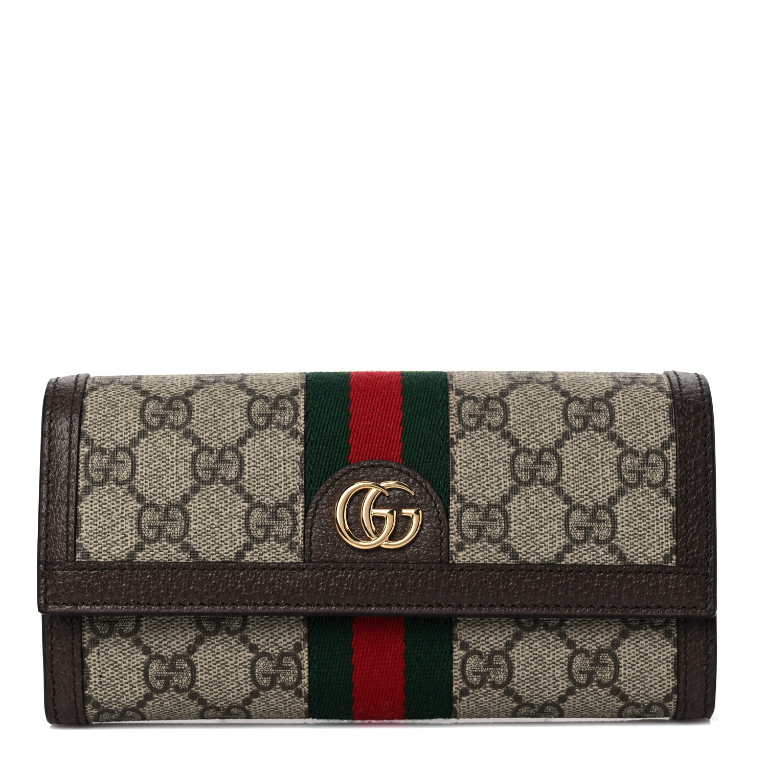 Gucci GG Supreme Monogram Web Ophidia Continental Wallet Brown 1 of 8