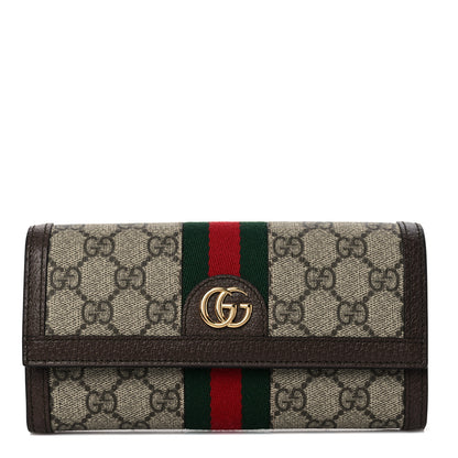 Gucci GG Supreme Monogram Web Ophidia Continental Wallet Brown 1 of 8