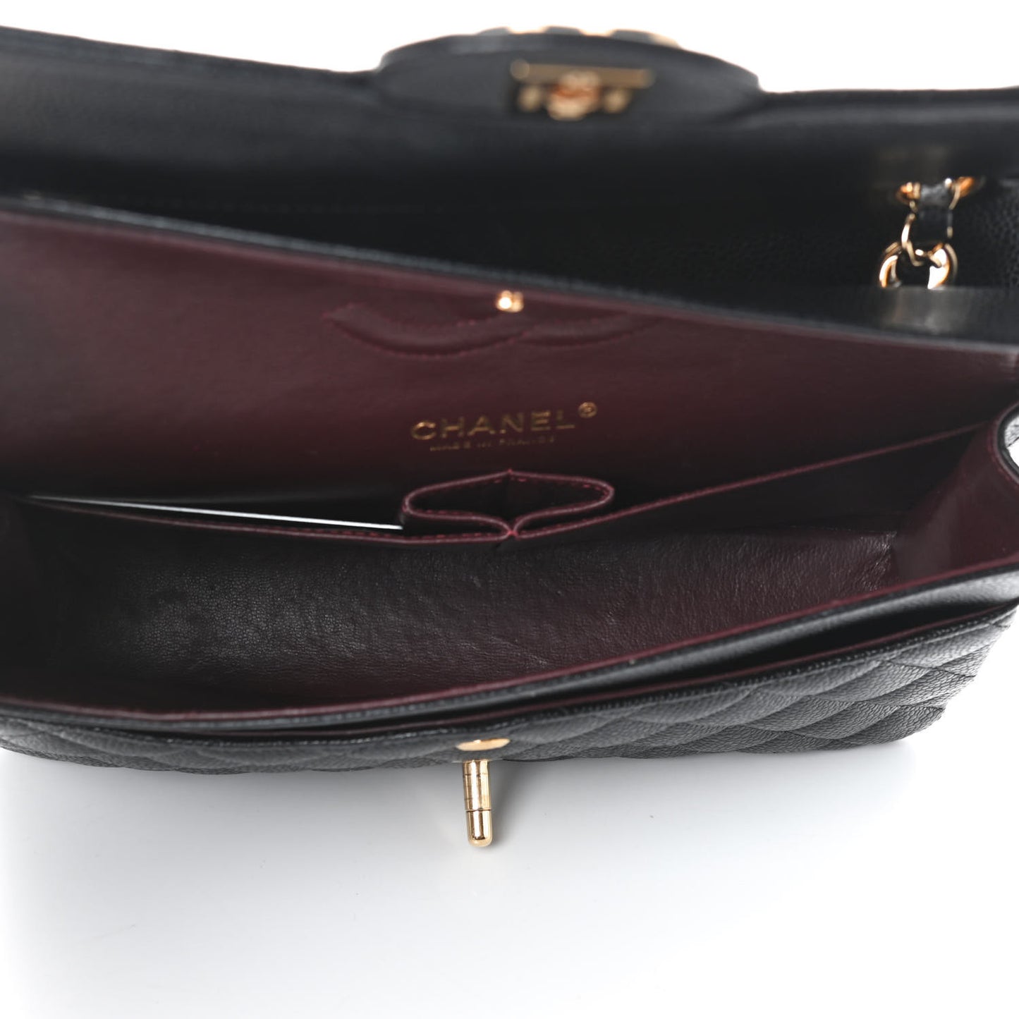 Caviar Quilted Medium Double Flap Black