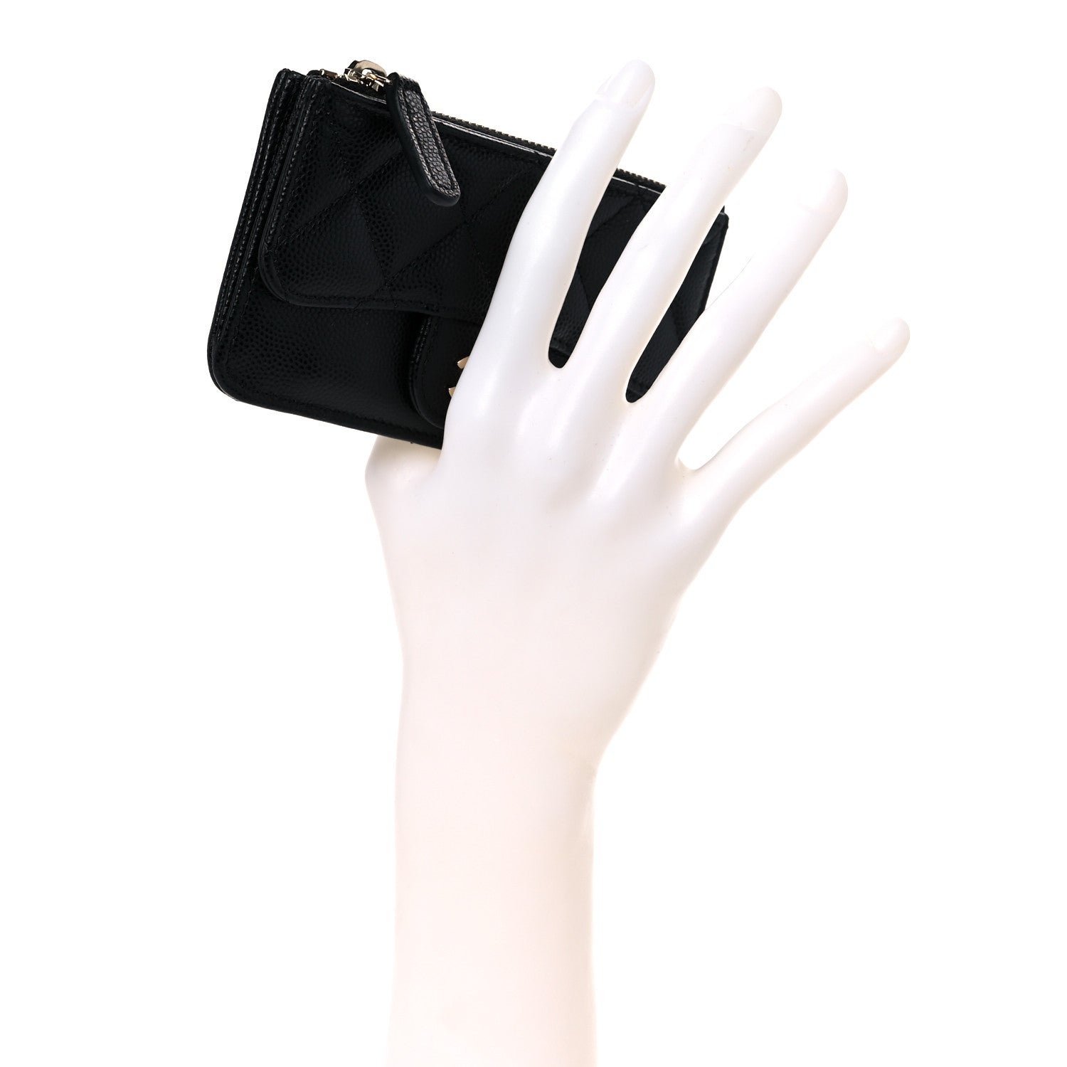 Chanel Caviar Quilted Flap Zip Card Holder Black 2 of 8