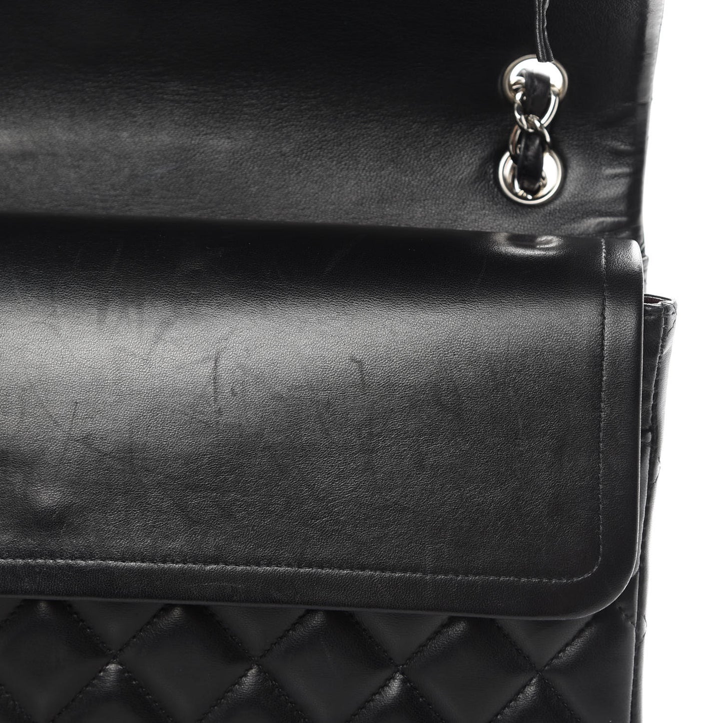 Lambskin Quilted Maxi Double Flap Black