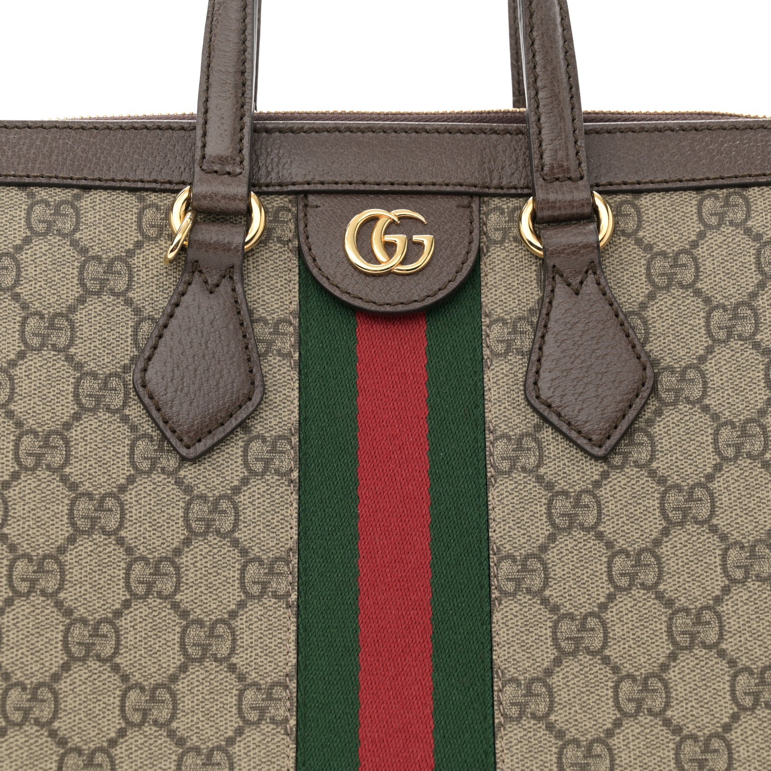 Gucci GG Supreme Monogram Web Medium Ophidia Tote Bag Brown 8 of 10