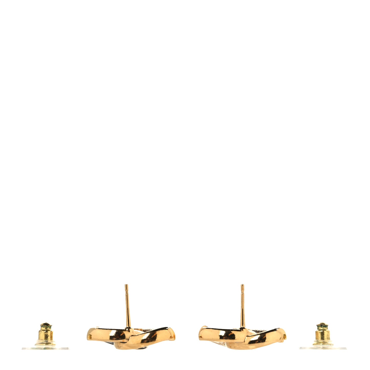 Enamel CC Logo Earrings Gold Black White