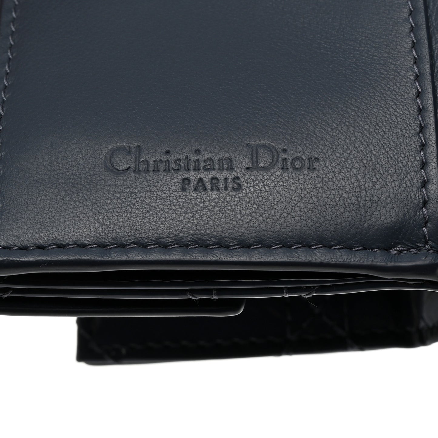 Patent Cannage Lady Dior Lotus Wallet Denim Blue
