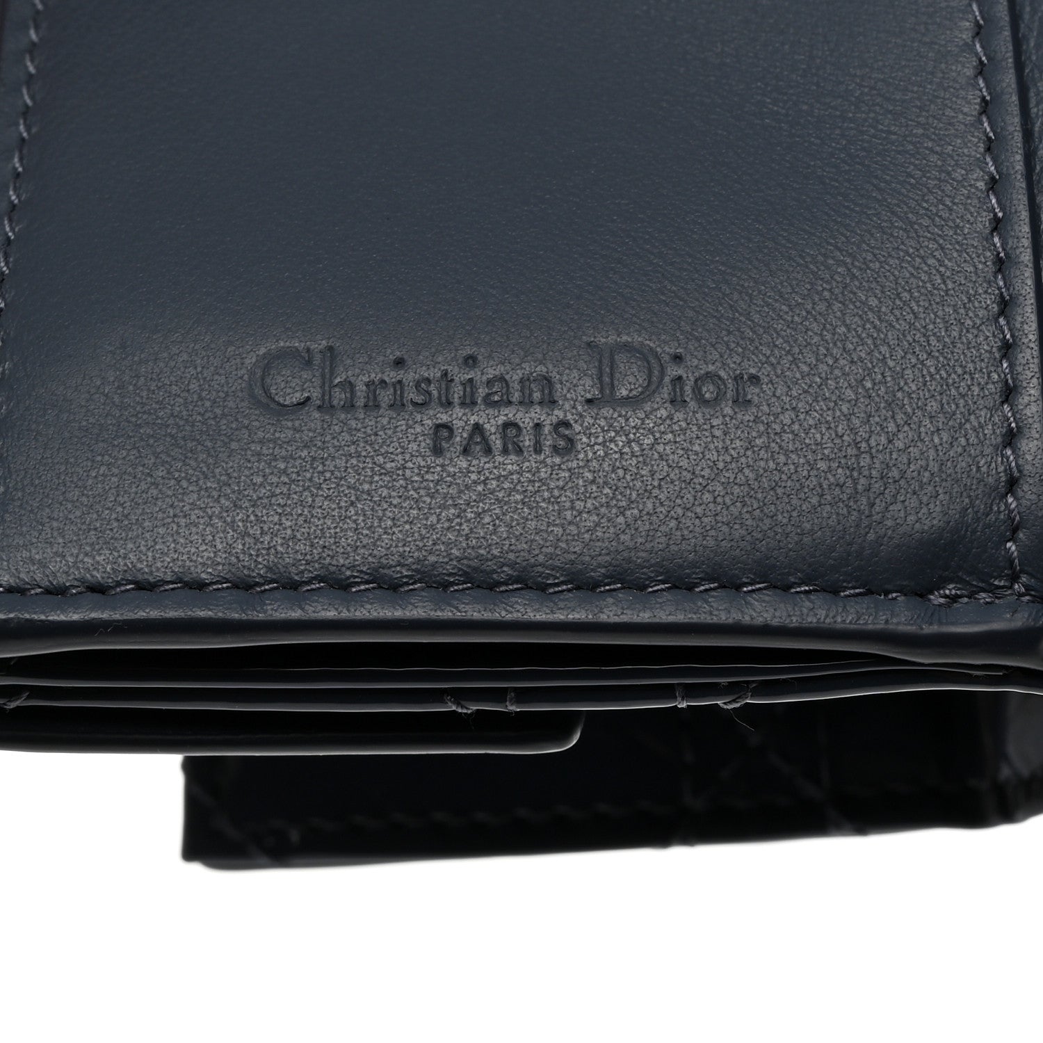 Christian Dior Patent Cannage Lady Dior Lotus Wallet Denim Blue 6 of 8