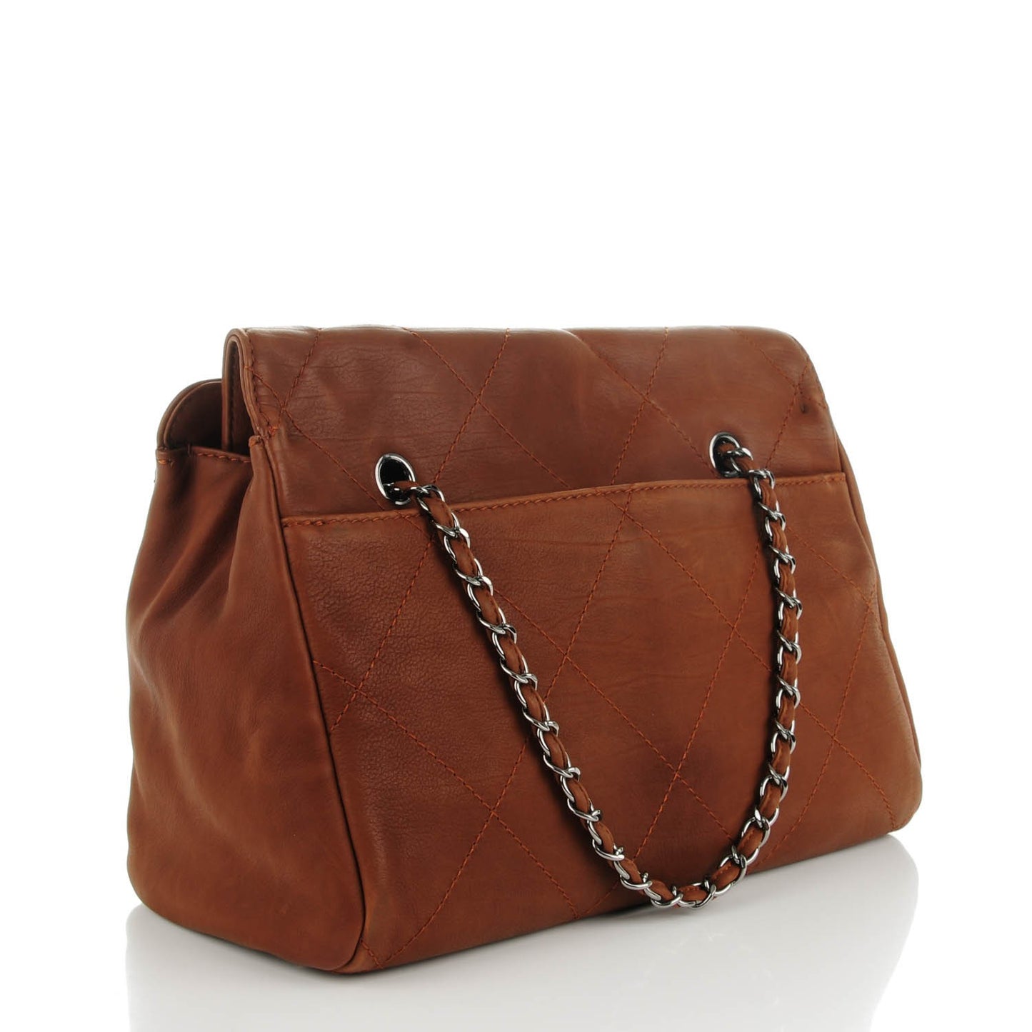 Washed Calfskin Large Hamptons Shopping Tote Brown