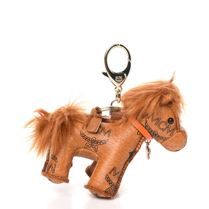 MCM Visetos Horse Key Ring Bag Charm Cognac 2 of 3