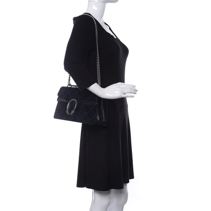 Gucci Velvet Skipper GG Monogram Small Dionysus Shoulder Bag Blue Beige Black 2 of 14