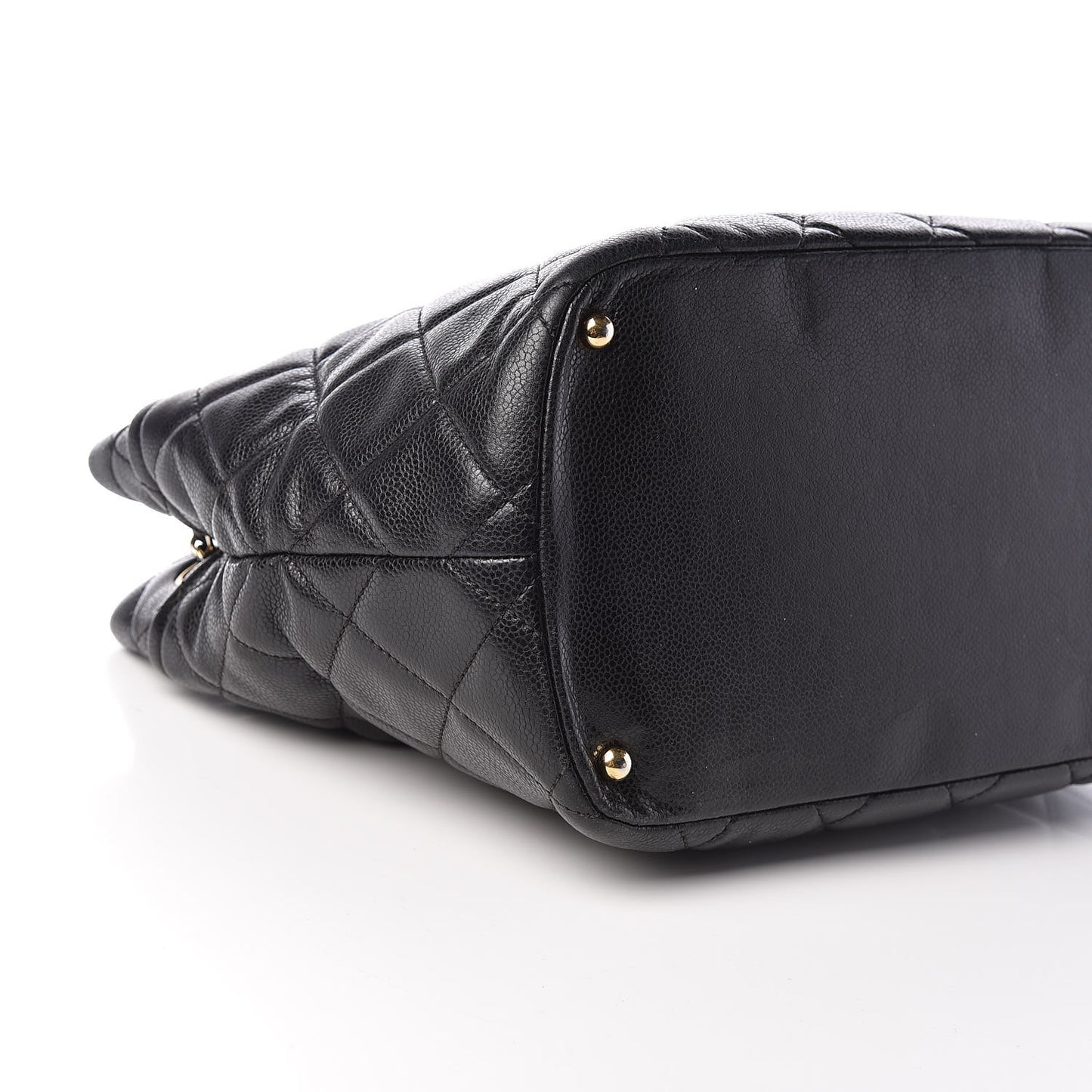 Caviar Quilted Shopping Tote Black