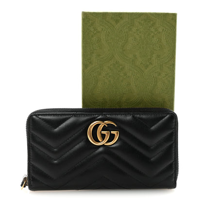 Gucci Calfskin Matelasse GG Marmont Zip Around Wallet Black 8 of 8