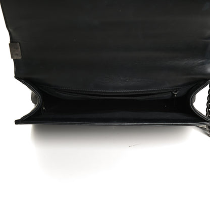Chanel Calfskin Quilted Checkerboard Trim New Medium Boy Flap Black White 5 of 14