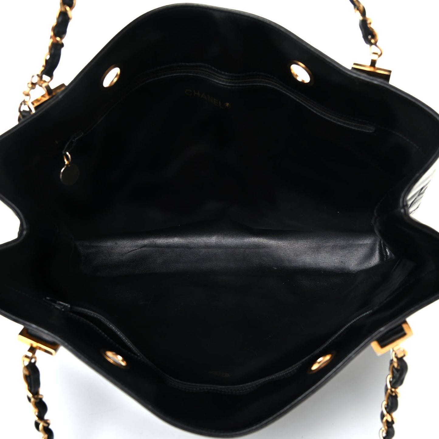 Lambskin Stitched Shopper Tote Black
