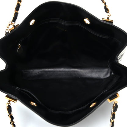 Chanel Lambskin Stitched Shopper Tote Black 10 of 21