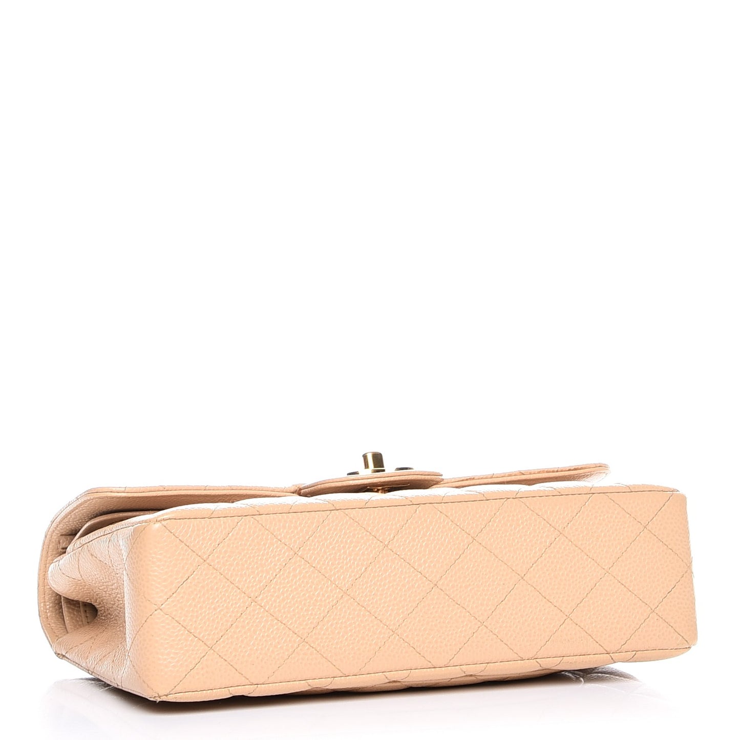 Caviar Quilted Small Double Flap Beige