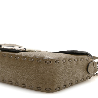 Fendi Cuoio Roma Sellerissima Nappa Sintetica Tape Stitch Mini Baguette Wood 9 of 9