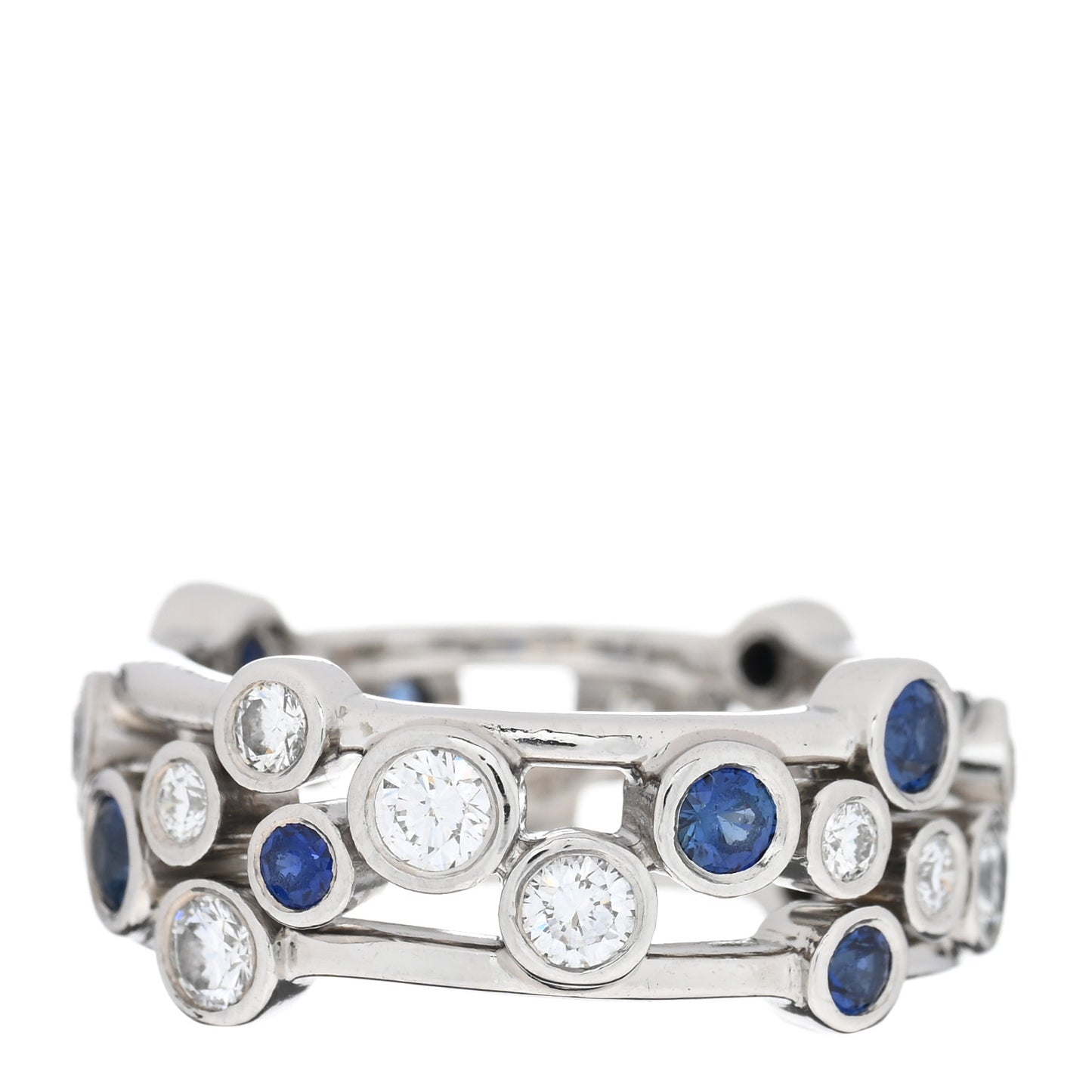 Platinum Diamond Sapphire Bubble Band Ring 51 5.75