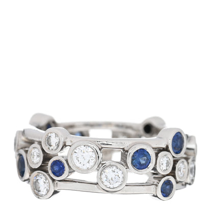 Tiffany Platinum Diamond Sapphire Bubble Band Ring 51 5.75 1 of 4