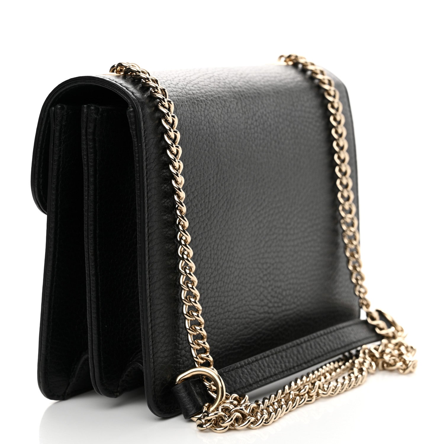 Gucci Dollar Calfskin Small Interlocking G Shoulder Bag Black 3 of 15