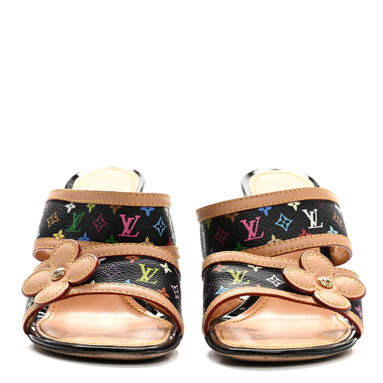 Louis Vuitton Monogram Multicolor Sandals 38.5 Black 3 of 10