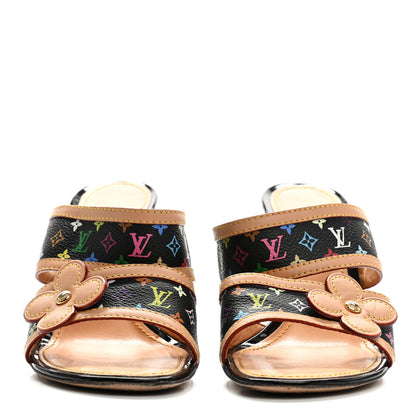 Louis Vuitton Monogram Multicolor Sandals 38.5 Black 3 of 10