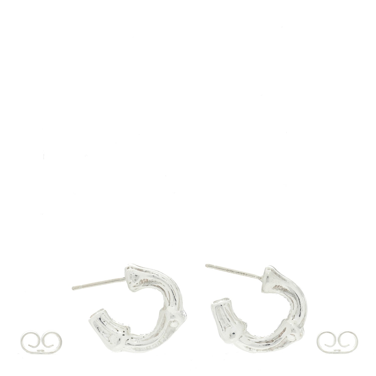 Tiffany Sterling Silver Small Bamboo Hoop Earrings 2 of 5