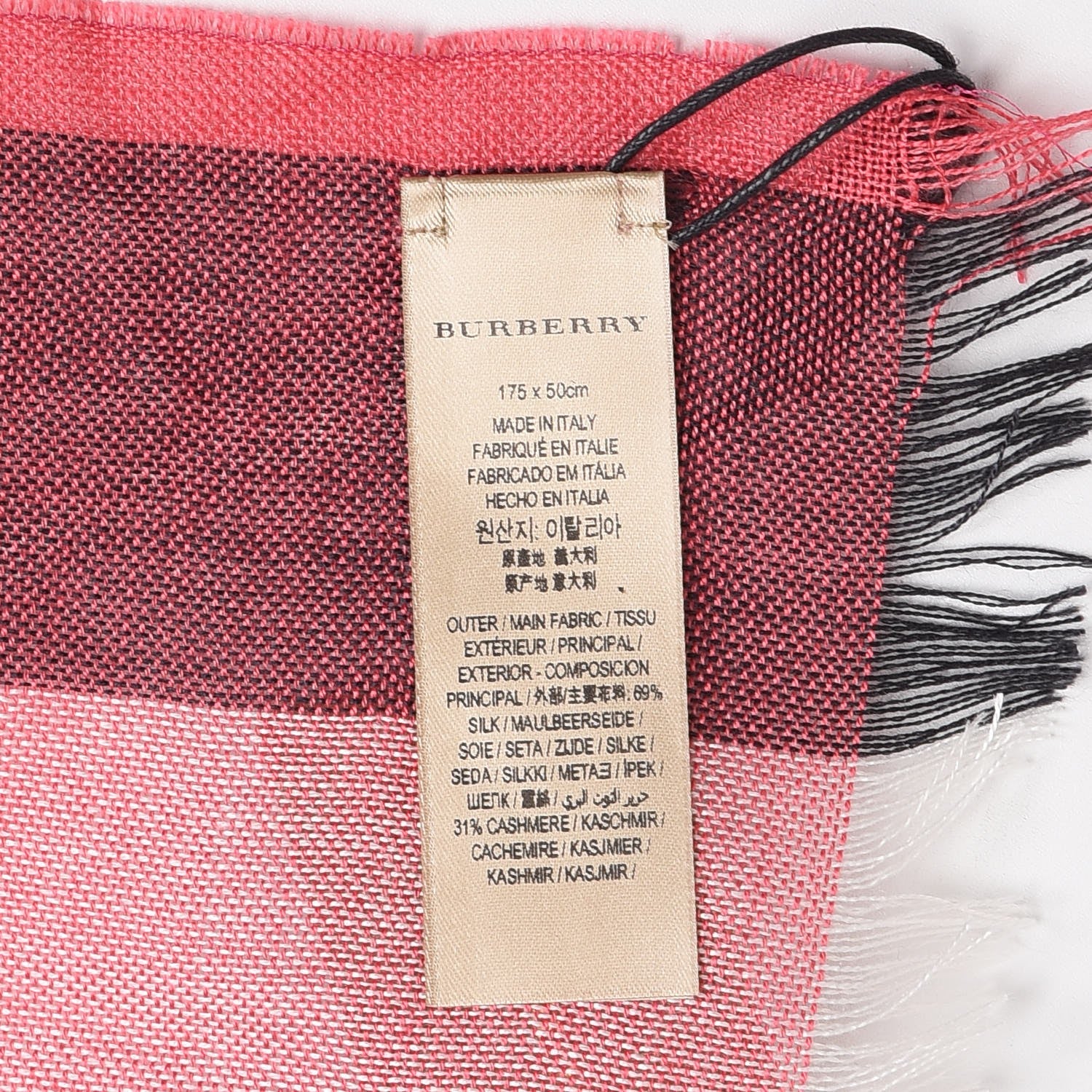 Burberry Silk Cashmere Half Mega Check Scarf Bright Rose 4 of 5
