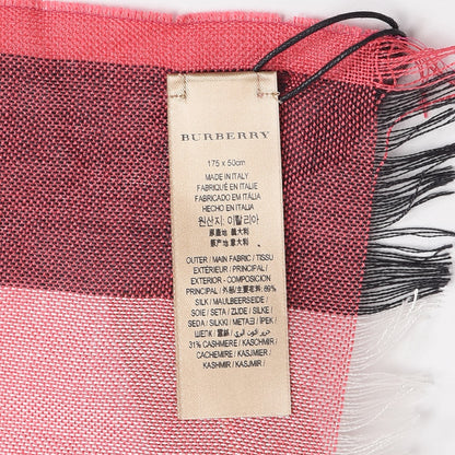 Burberry Silk Cashmere Half Mega Check Scarf Bright Rose 4 of 5