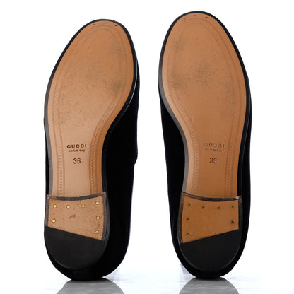 Gucci Velvet Horsebit Womens Jordaan Loafers 36 Black 5 of 15