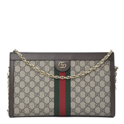Gucci GG Supreme Monogram Web Medium Ophidia Chain Shoulder Bag Brown 1 of 10