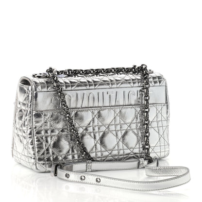 Christian Dior Metallic Calfskin Cannage Medium Caro Bag Argent 2 of 9