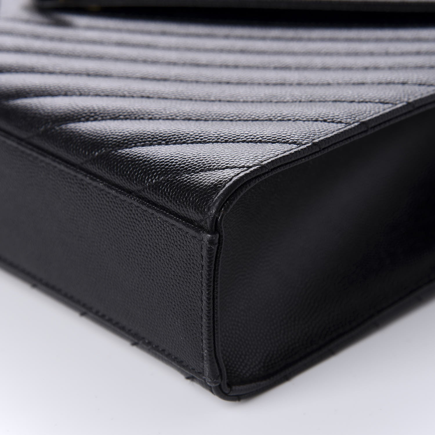 Saint Laurent Grain De Poudre Matelasse Chevron Large Monogram Satchel Black 7 of 11