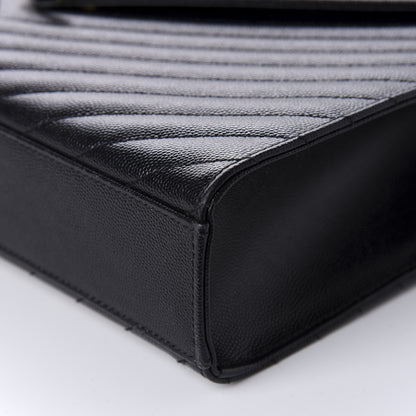 Saint Laurent Grain De Poudre Matelasse Chevron Large Monogram Satchel Black 7 of 11
