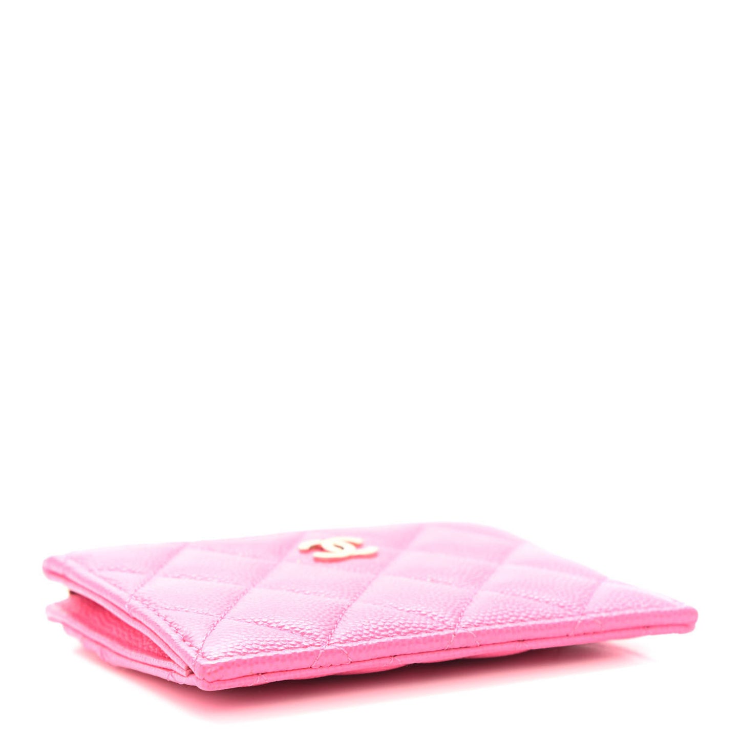 Caviar Quilted CC Zip Card Holder Pink