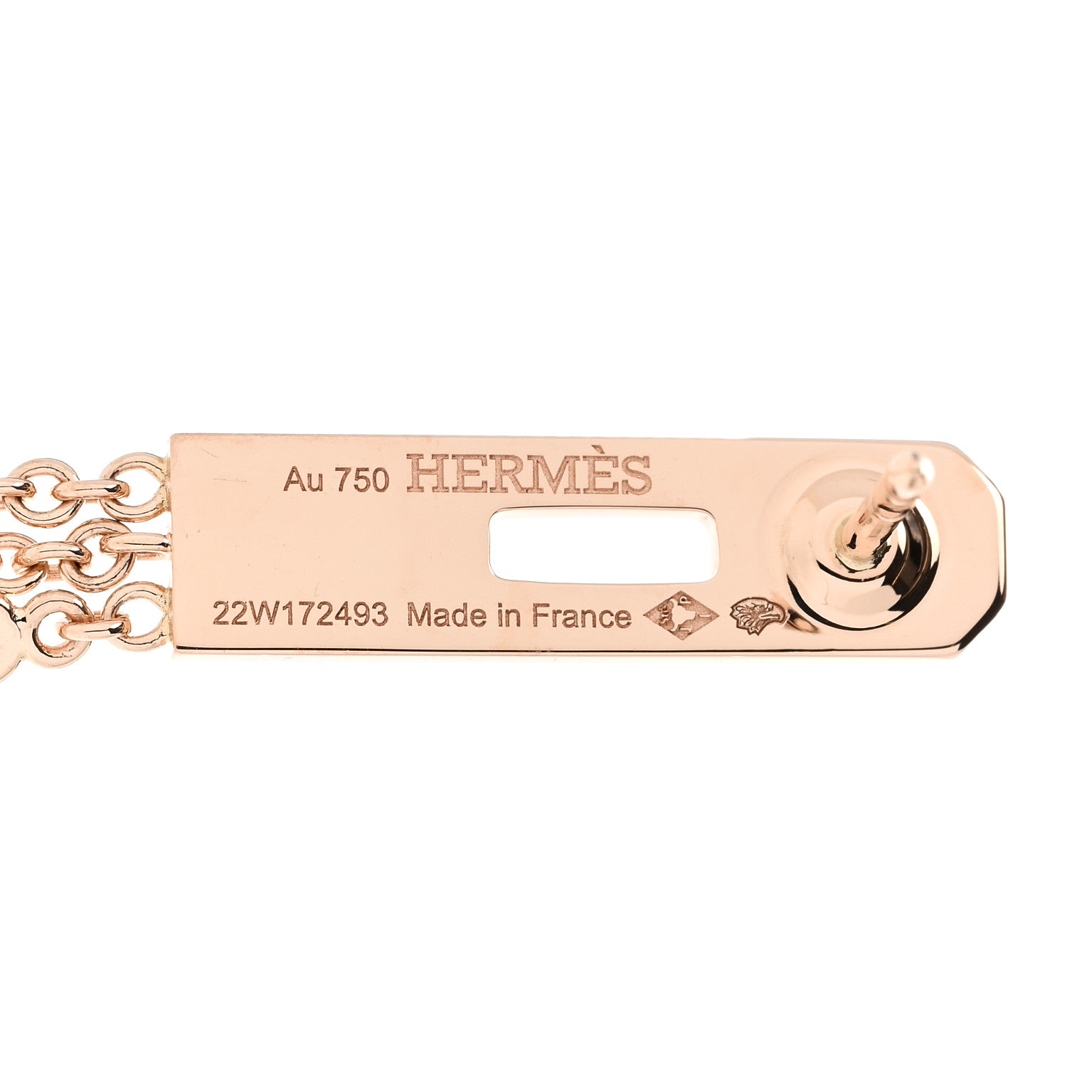 Hermes 18K Rose Gold Diamond Kelly Gavroche Earrings 4 of 6