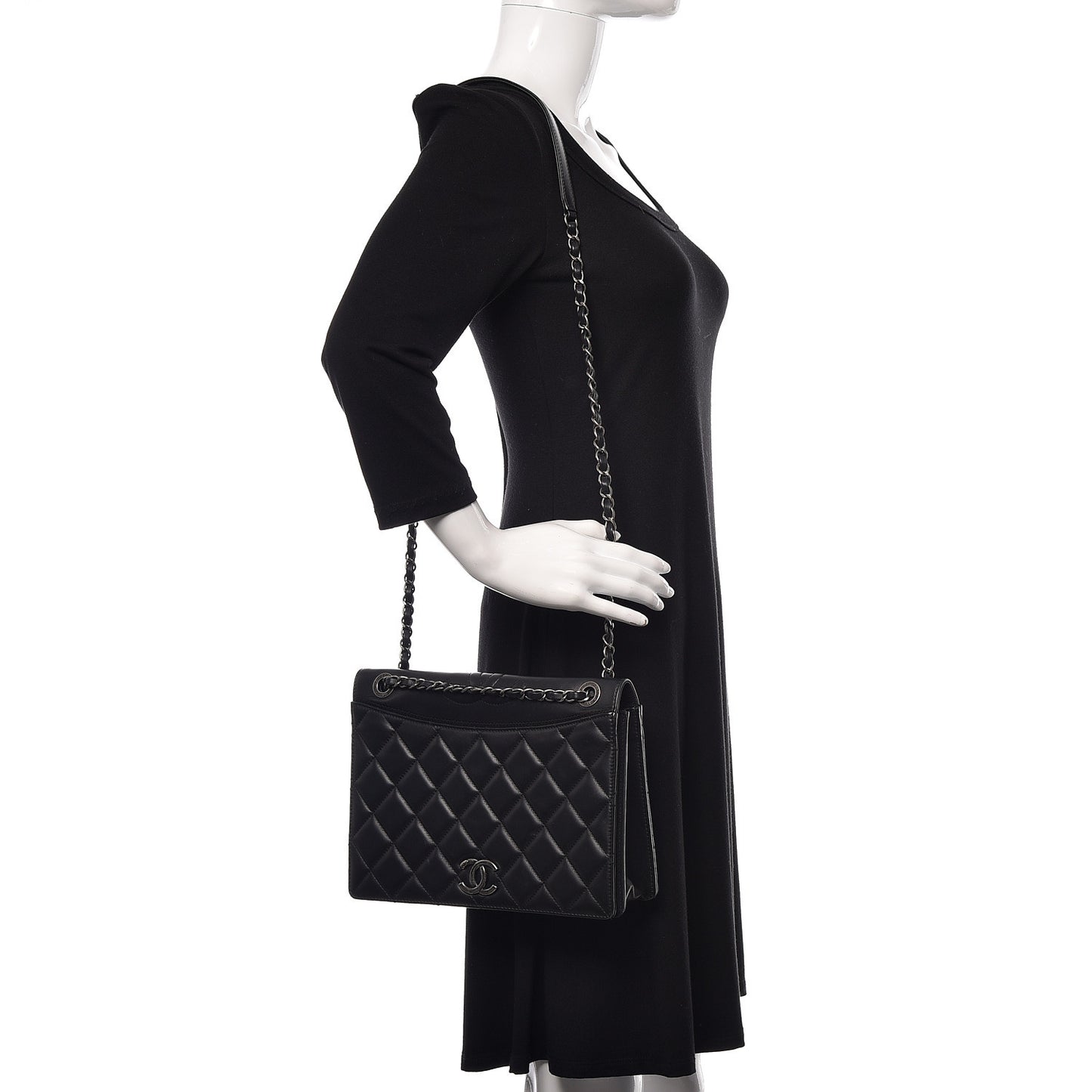 Calfskin Quilted Ballerine Flap Black