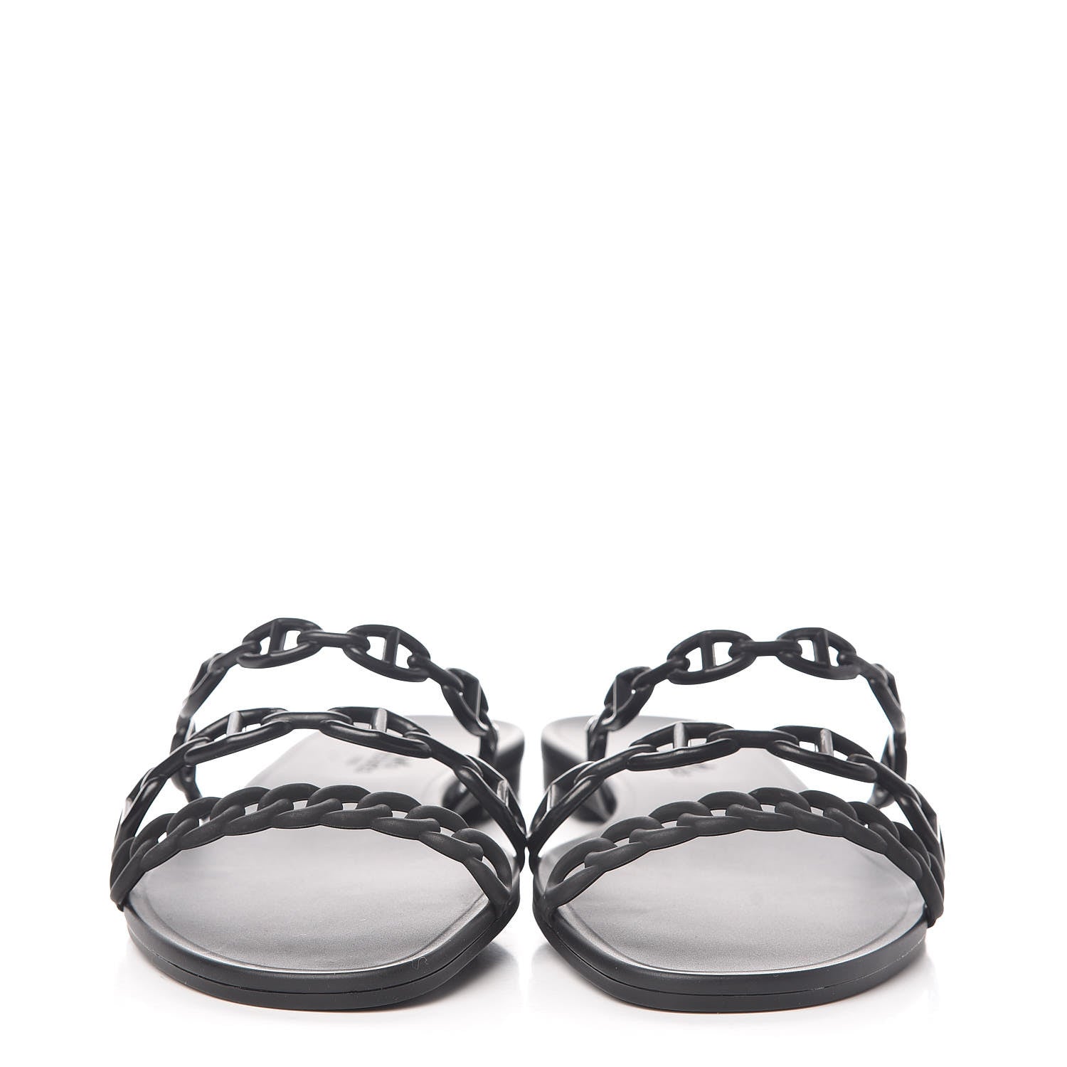Hermes Rubber Chaine d'Ancre Rivage Sandals 41 Black 2 of 8