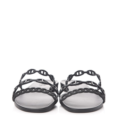 Hermes Rubber Chaine d'Ancre Rivage Sandals 41 Black 2 of 8