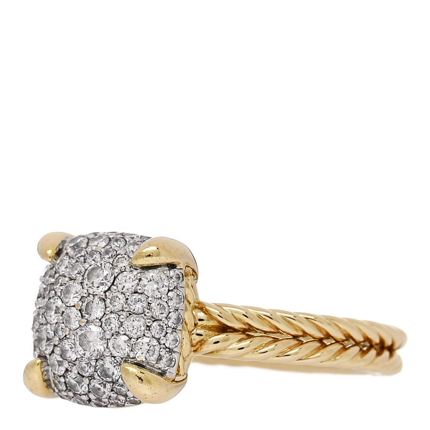 18K Yellow Gold Diamond 11mm Chatelaine Full Pave Ring 56 7.75