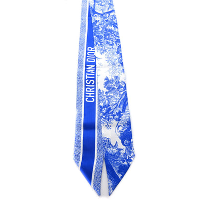Christian Dior Silk Toile De Jouy Mitzah Scarf Blue 2 of 3