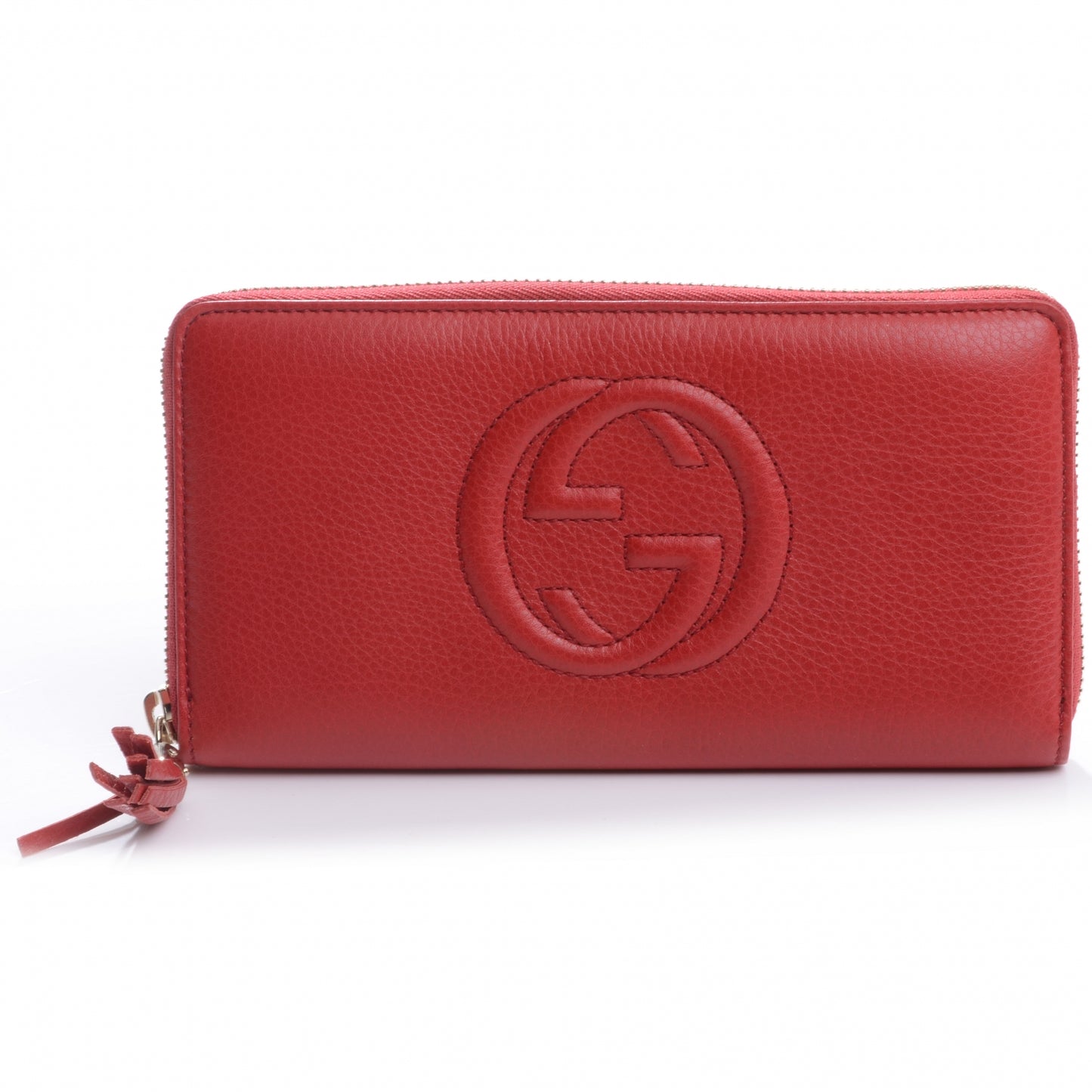 Pebbled Calfskin Soho Zip Around Wallet Red