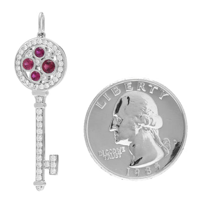Tiffany Platinum Diamond Ruby Cobblestone Key Pendant 2 of 3