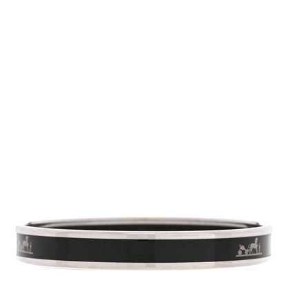 Hermes Enamel Printed Narrow Caleche Bracelet Black 3 of 5