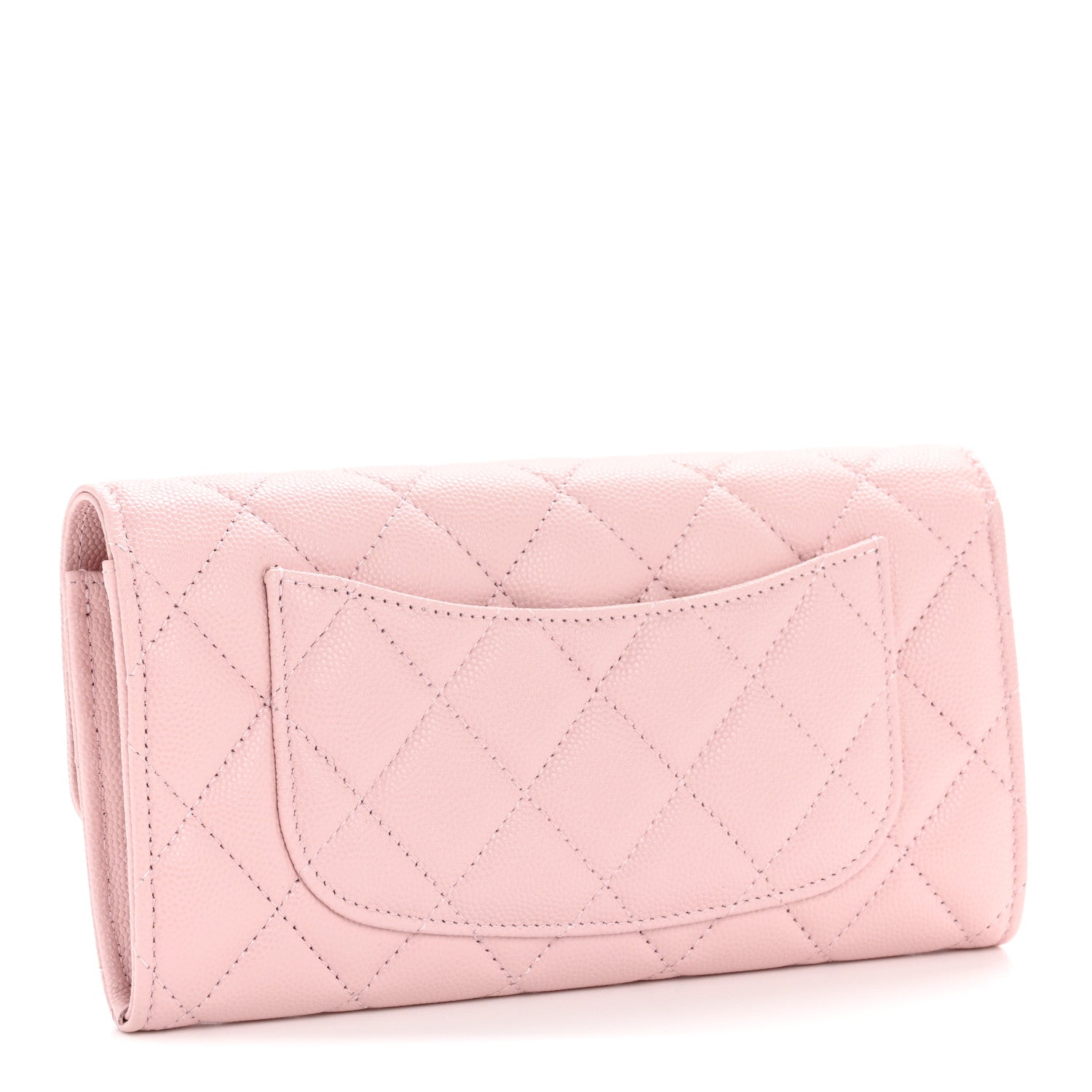 Chanel Caviar Quilted Large Gusset Flap Wallet Light Pink 3 of 9