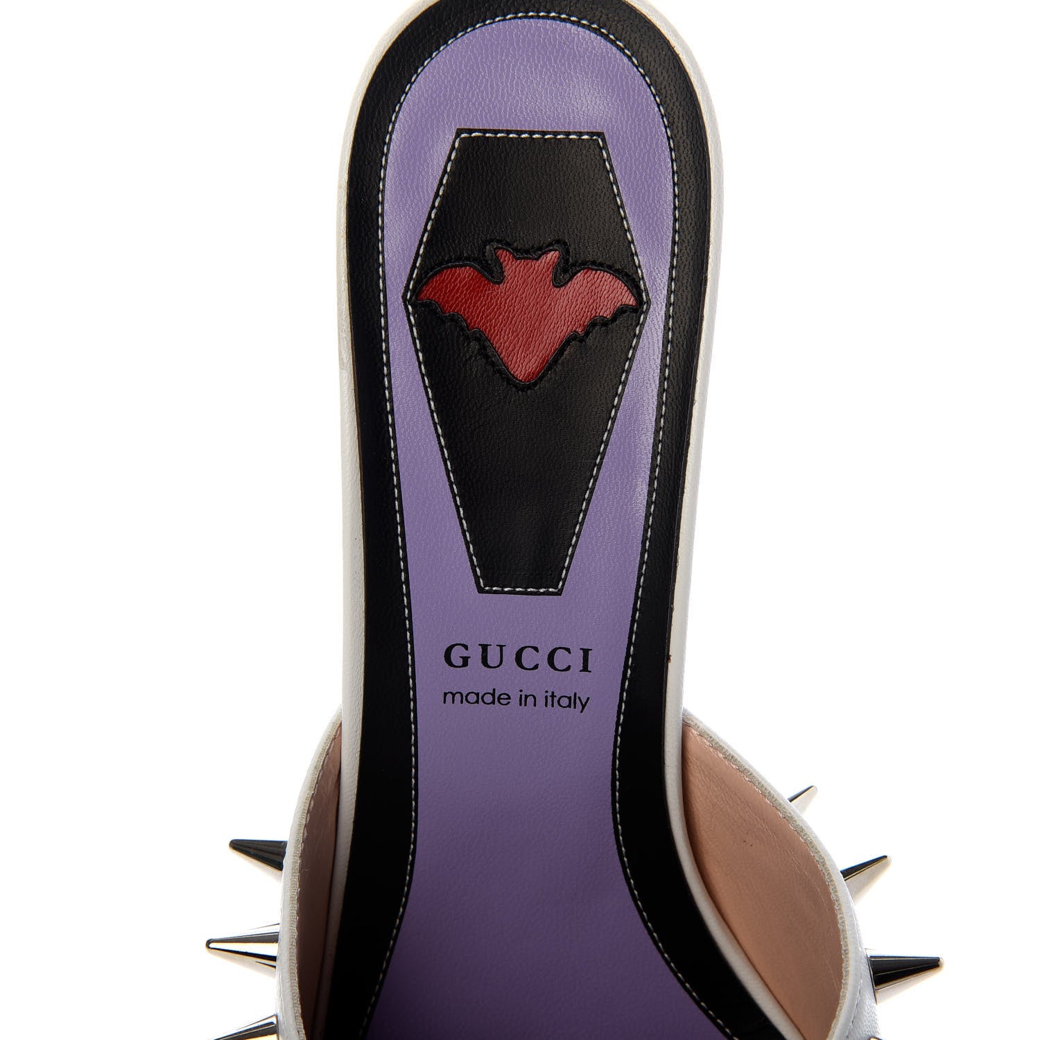 Gucci Patent GG Bow Sadie Spike Mid Heel Mules 38 White 8 of 10